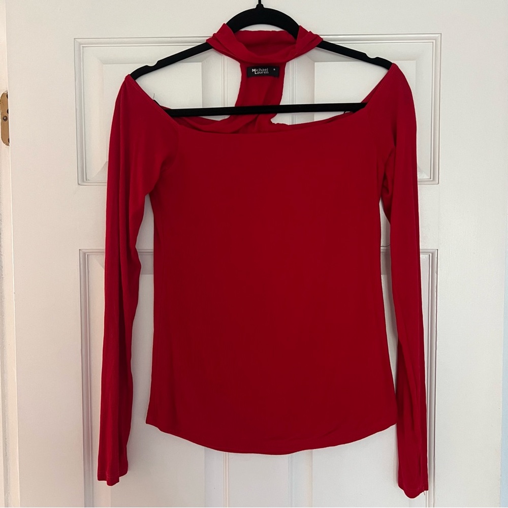 Michael Lauren Bold Red Off-Shoulder Top